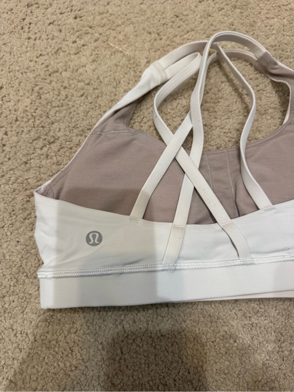 lululemon athletica Strappy Sports Bra - Taupe and White